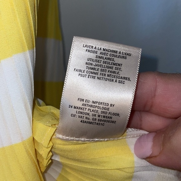 Anthropologie Maeve Yellow Striped Pleated Tank Top - Picture 5 of 5